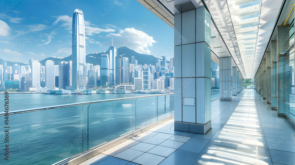 Obraz premium Contemporary Highrise Office Building in Hong Kong 