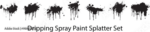 Dripping Spray Paint Splatter Set. Grunge Ink Blot Drip Elements for Street Art, Graffiti Design, and Digital Illustration