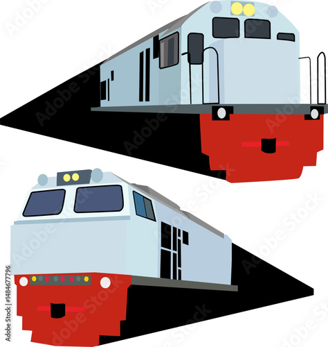 Vector illustration of a train locomotive, intercity train, diesel locomotive