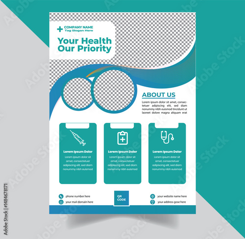 Medical Flyer Template Healthcare and Hospital Promotion Design Layout