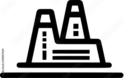 Industrial towers against the skyline silhouette