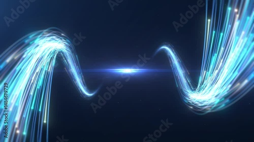 A colorful neon line with a glowing trail appears and rushes towards the screen from far to near, like a galaxy. Useful for intro elements, logo reveals, video openers.4k background.