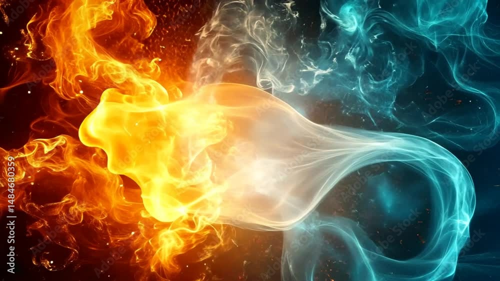 Abstract fire and ice dynamic color contrast background image