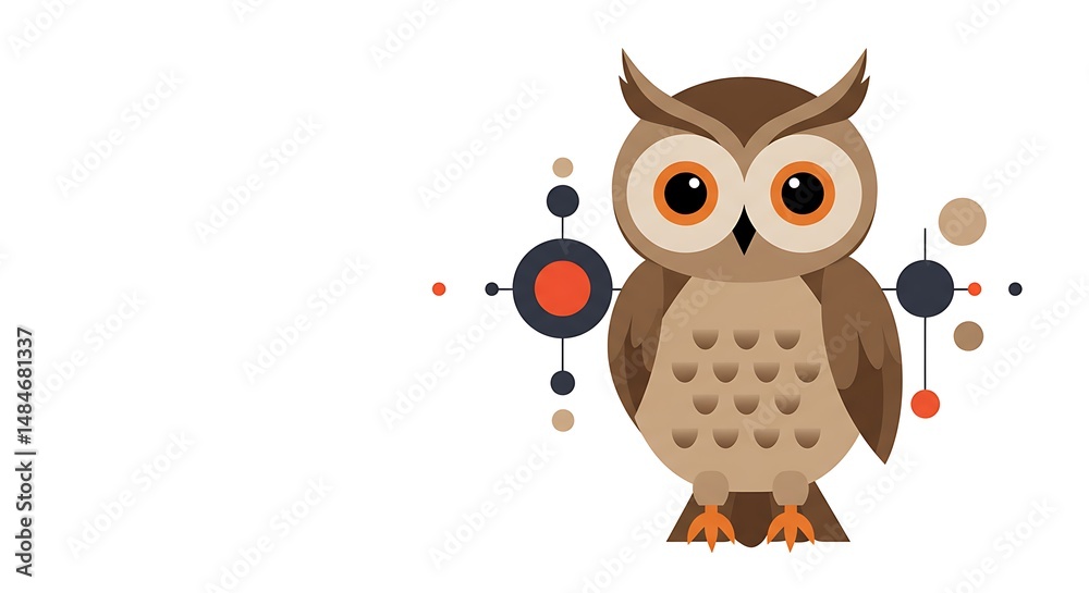 Fototapeta premium Stylized Owl Illustration with Geometric Graphic on White Background