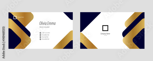 Gradient gold white and blue luxury card for business with abstract shapes