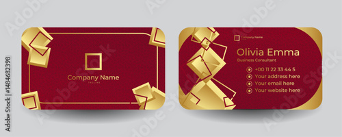 Golden and red luxury business card template design