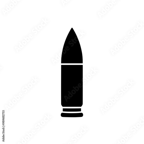 Minimal bullet silhouette icon for use in military, firearm, or weapon-related design and illustration