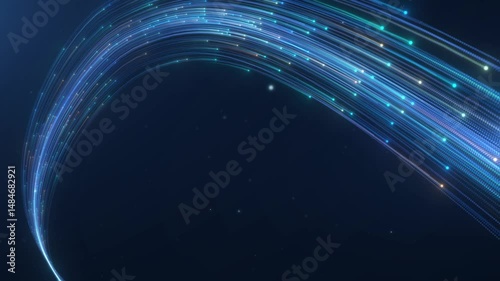 A colorful neon line with a glowing trail appears and rushes towards the screen from far to near, like a galaxy. Useful for intro elements, logo reveals, video openers.4k background.