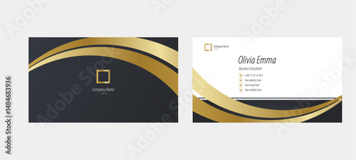 Geometric golden business card template design. Modern luxury business card design template