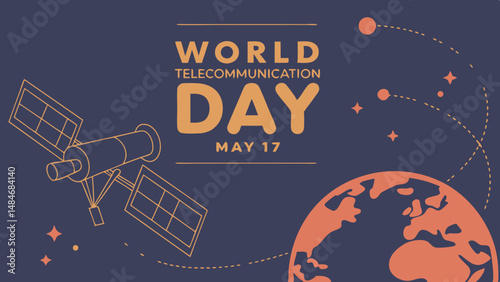 World Telecommunication Day: Orange-Dark Blue Satellite Celebration