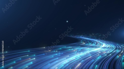 Colorful neon lines with glowing trails appearing and flowing like a stream into the distance, for intro elements, logo reveals, video openers.4K background.