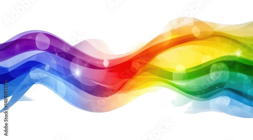 Vibrant rainbow wave design with glowing bokeh effect
