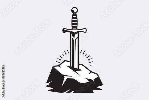 sword stone silhouette  Vector