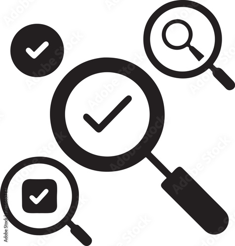 black and white,magnifying glass,checkbox,vector,icons,illustration
