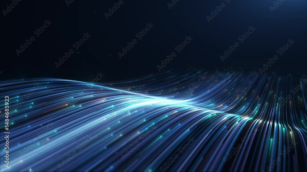 Colorful neon light lines with glowing trails appearing and flowing into the distance, for intro element, logo reveal, video opener.4K background.