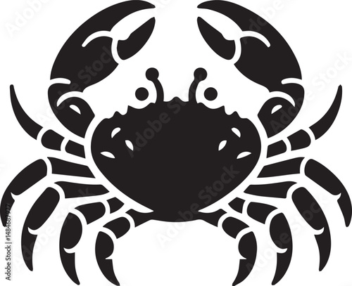 Crab Black Silhouette Vector, Sea Animal Clipart & Coastal Graphic Design photo