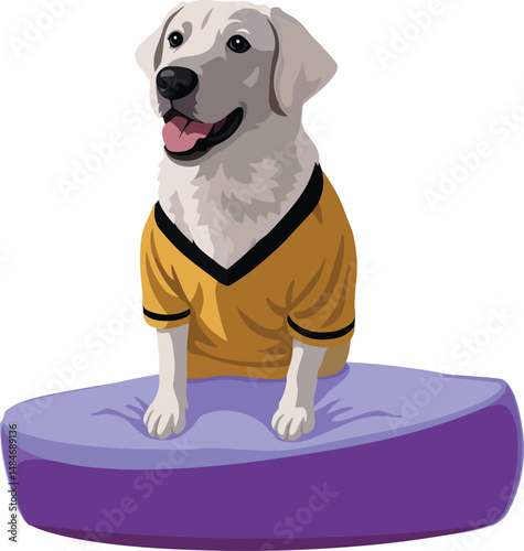 Dog on top of a pillow vector illustration