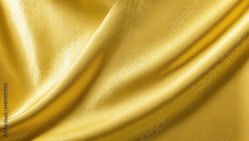 Luxurious Golden Silk Fabric Texture Elegant Draped Background