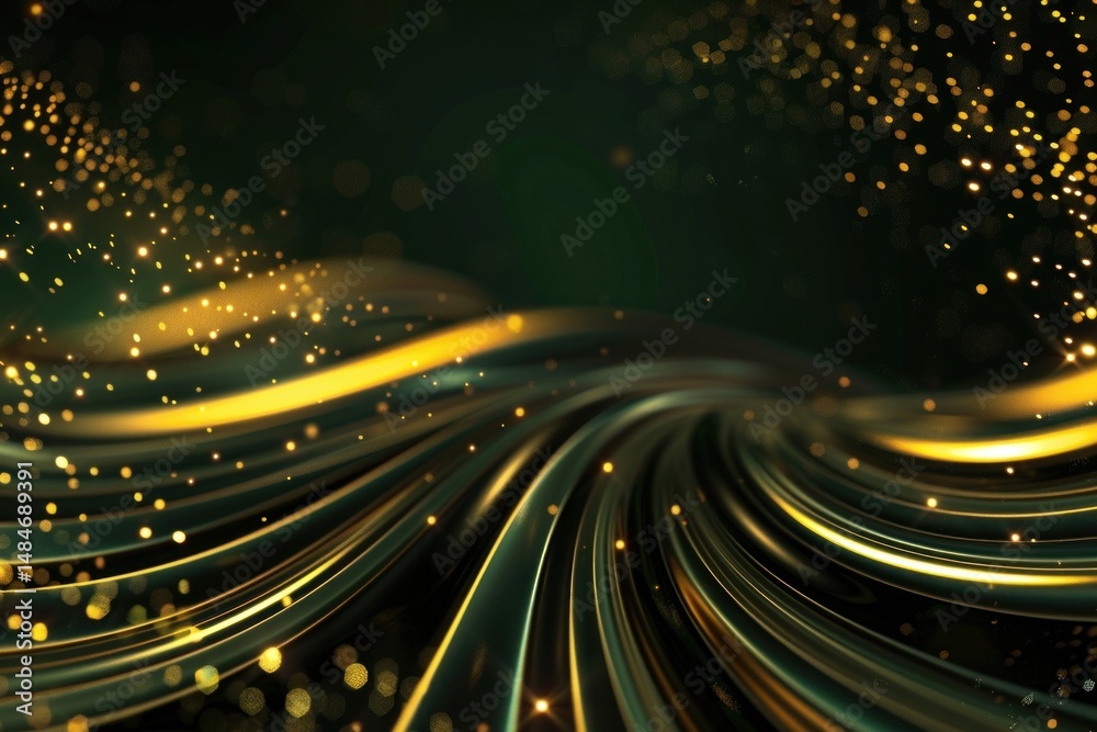 Fototapeta premium Golden light swirls frame lights background pattern.