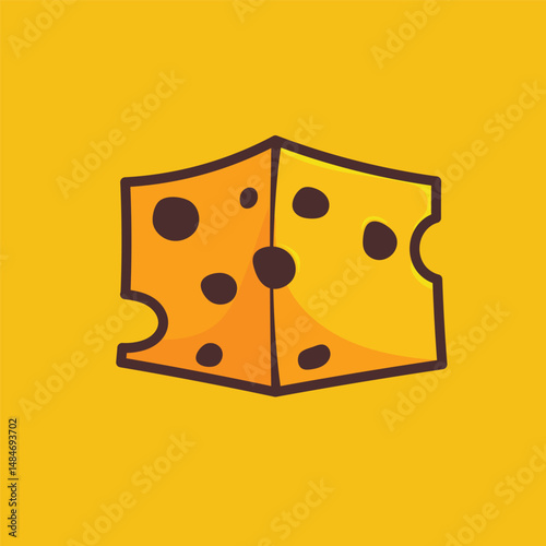 Cartoon Cheese Slice Vector – Cute Yellow Swiss Cheese Illustration