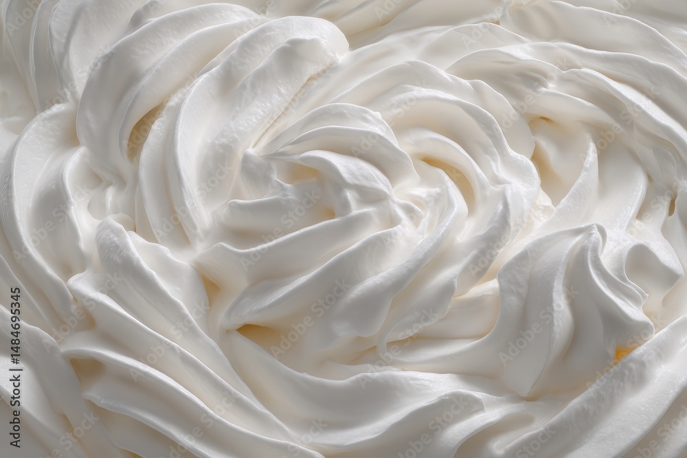 Obraz premium Swirls of creamy white whipped topping texture.