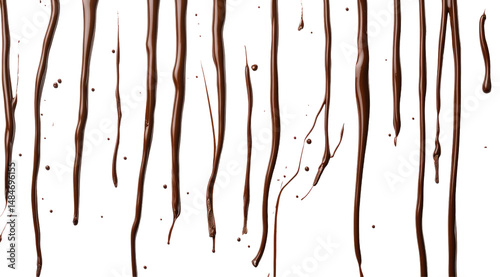 Melted chocolate dripping down, rich brown, glossy texture