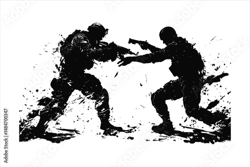 silhouette of a man with a horse, silhouette, vector, soldier, gun, people, illustration, military, black, army, rifle, music, weapon, sport, dance, silhouettes, boy, woman, guitar, action, rock, war,