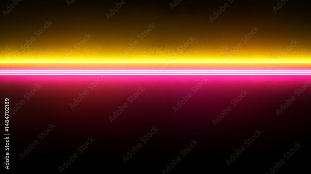 Fototapeta premium Vibrant Neon Pink and Yellow Light Streaks on Dark Textured Background