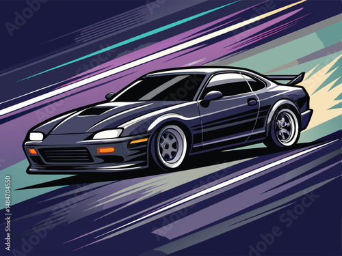 Supra  black sports car vector illustration background art vectorize illustration design