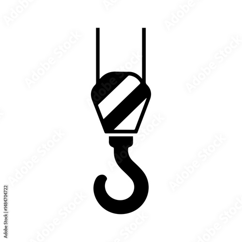Industrial Crane Hook Icon for Construction and Lifting Vector Illustration
