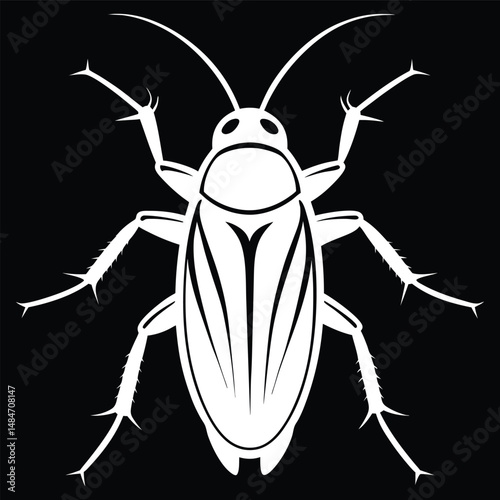 color full and white cockroach silhouette design vector art illustration 