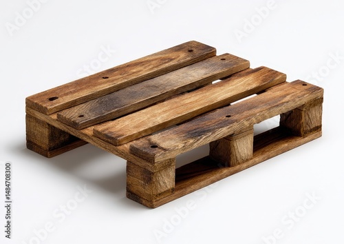 Rustic wooden pallet on white background.