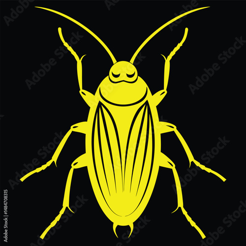 color full and white cockroach silhouette design vector art illustration 