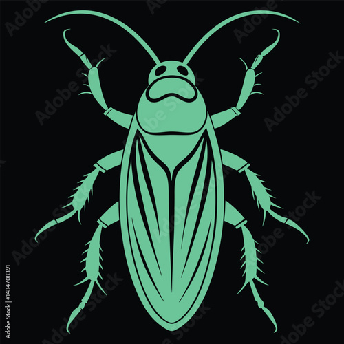 color full and white cockroach silhouette design vector art illustration 