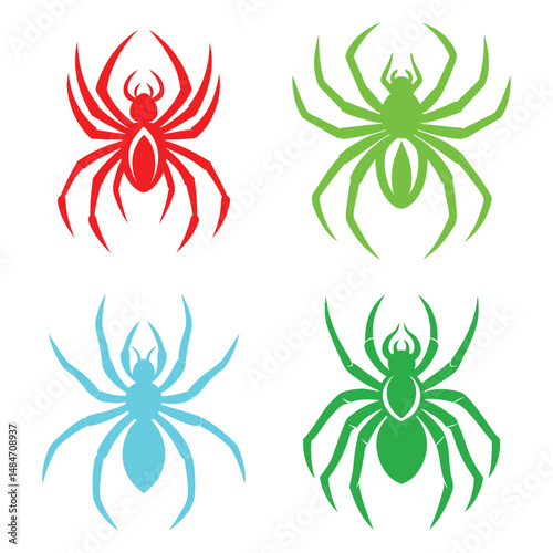  Silhouettes spider vector illustration design , color full spider 