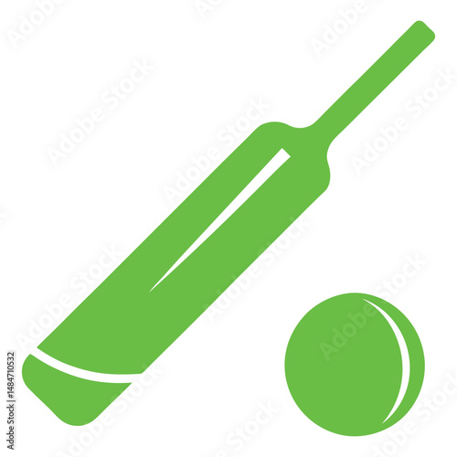 Cricket Ball And Bat illustration color full design , 