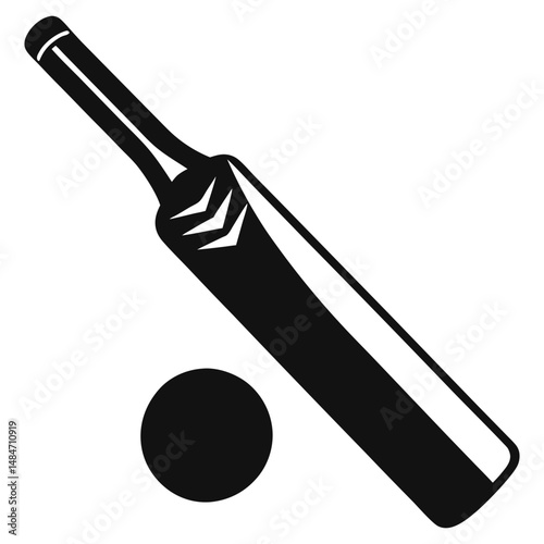 Cricket Ball And Bat illustration color full design , 