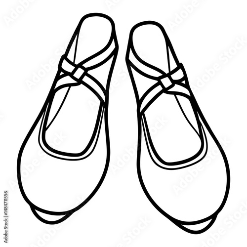 Black Ballet Flats Silhouette Vector on White Background