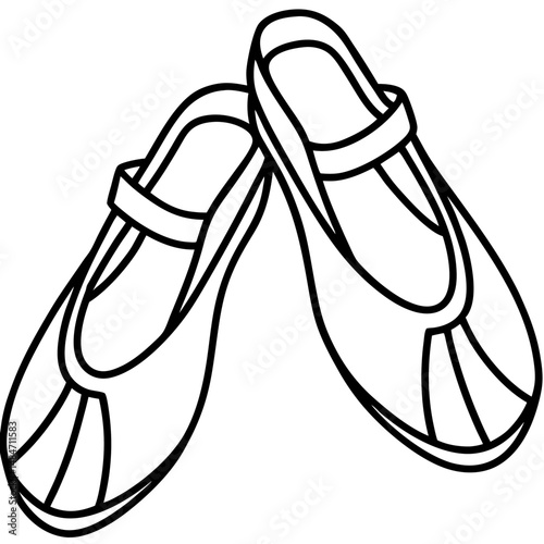 Black Ballet Flats Silhouette Vector on White Background