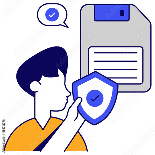 Trendy vector design of secure floppy disk