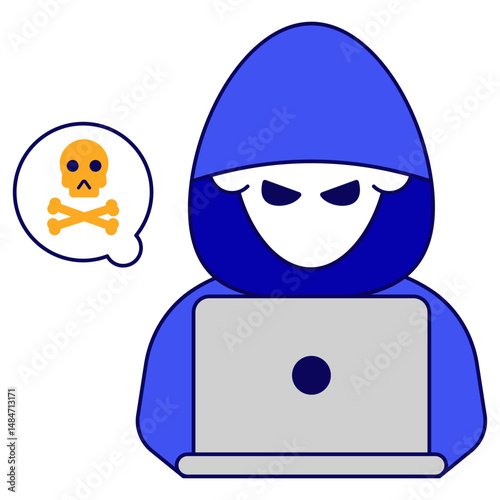 Mysterious person icon, hacker editable vector