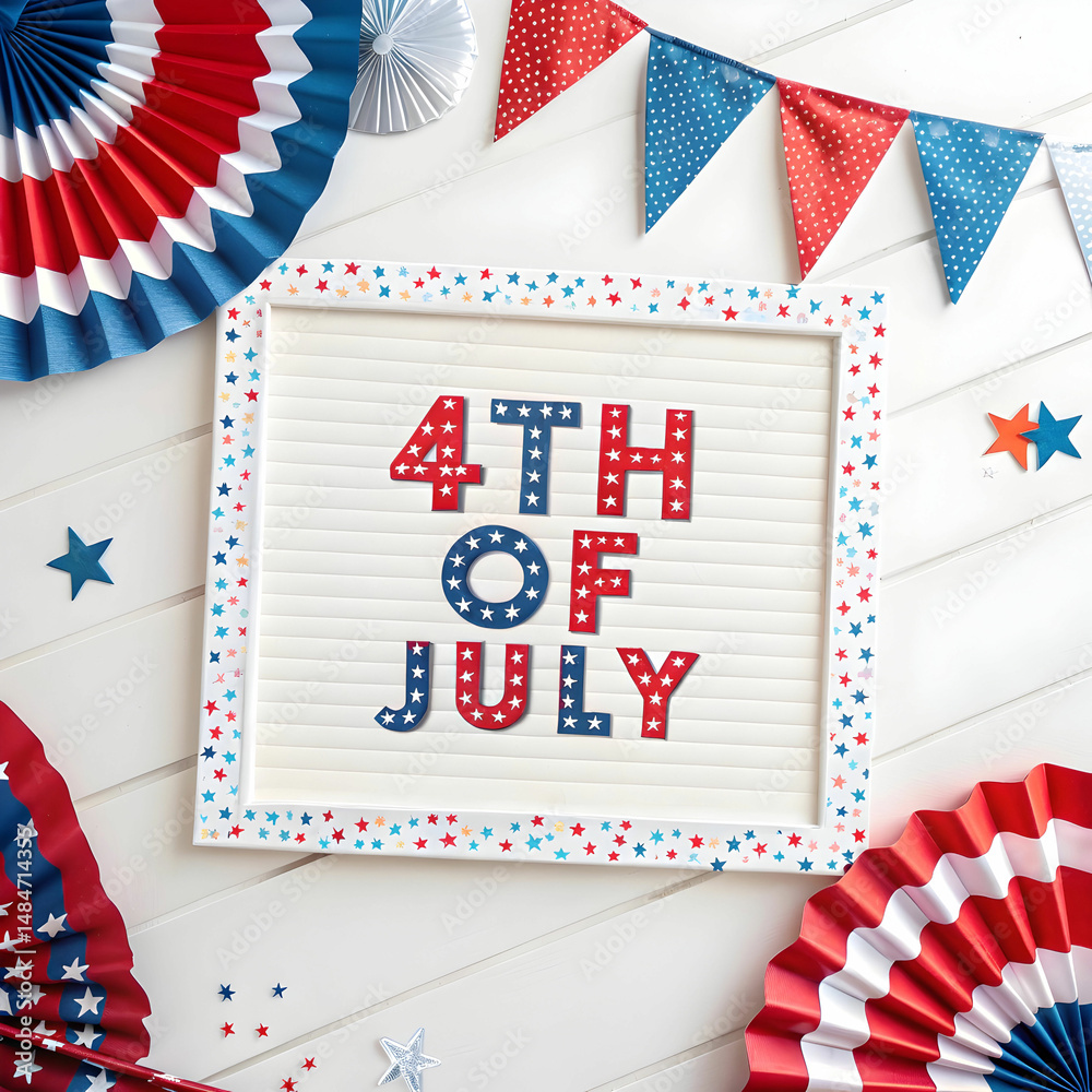 Obraz premium Top view of 04th July independence day