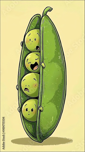 Four Peas in a Pod Illustration