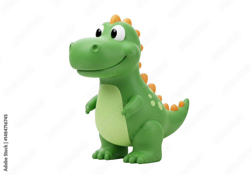 Obraz premium Isolated green dinosaur toy for kids cute cartoon reptile animal on transparent background