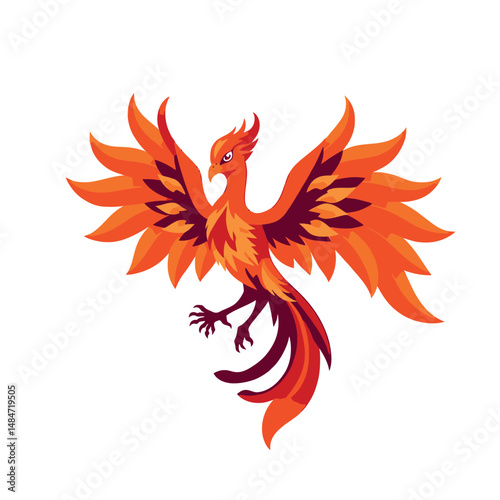 Flaming Phoenix Bird Vector Sticker Illustration Art Design
