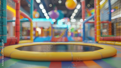 Wallpaper Mural Colorful trampoline background with kids jumping in shopping center Torontodigital.ca