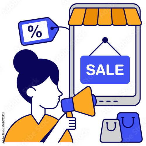 Modern design icon of mobile shopping sale