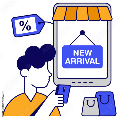 A flat design icon of mobile new arrival