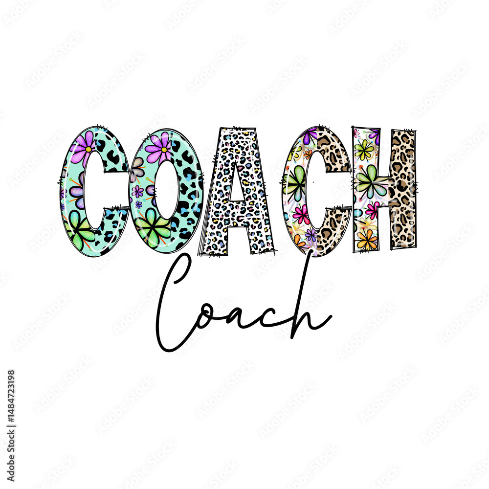 Fototapeta premium Colorful Coach Design with Flowers and Leopard Print