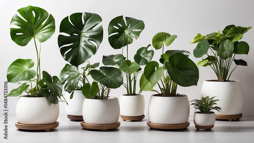 Fototapeta premium Indoor Green Plants Collection – Lush Houseplants for Fresh Home Décor